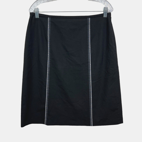 LOFT Dresses & Skirts - Ann Taylor‎ Loft Womens A Line Skirt Trim Stitch Detail Lined Zip Black Sz 12